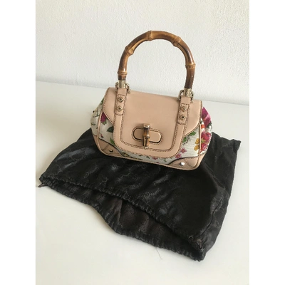 Pre-owned Gucci Bamboo Beige Cotton Handbags