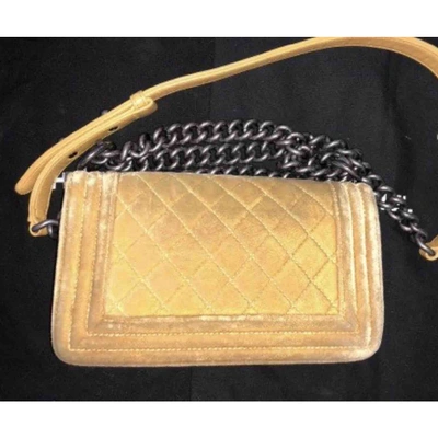 Pre-owned Chanel Boy Yellow Velvet Handbag