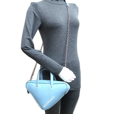 Pre-owned Balenciaga Triangle Blue Leather Handbag