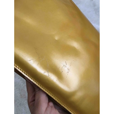 Pre-owned Saint Laurent Leather Clutch Bag In Yellow
