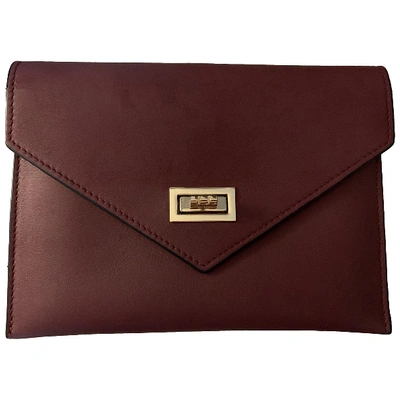 Pre-owned Anine Bing Leather Clutch Bag In Burgundy