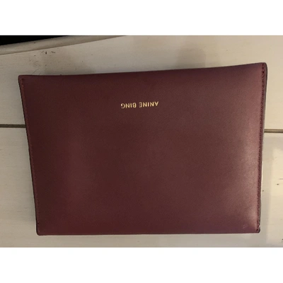 Pre-owned Anine Bing Leather Clutch Bag In Burgundy