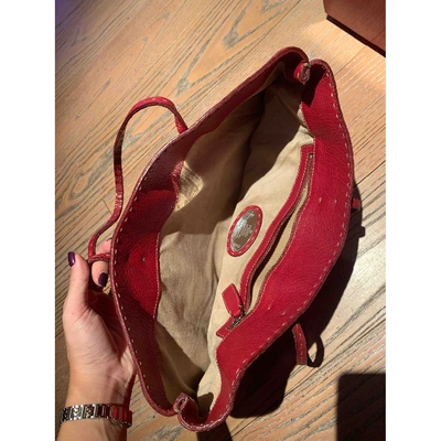Pre-owned Fendi Roll Bag Leather Tote In Red