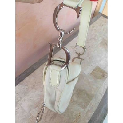 Pre-owned Dior Saddle Silk Handbag In Ecru