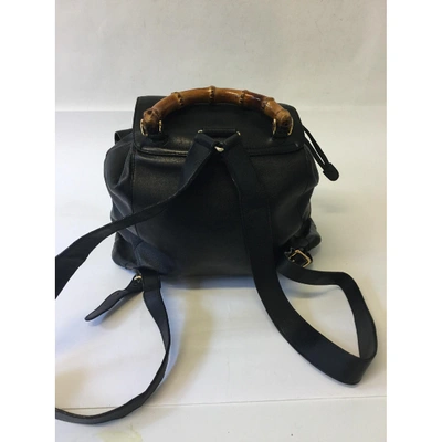 Pre-owned Gucci Bamboo Leather Backpack