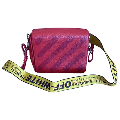 Pre-owned Off-white Binder Leather Crossbody Bag In Red