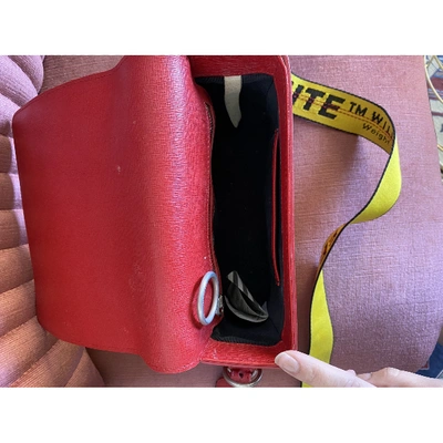 Pre-owned Off-white Binder Leather Crossbody Bag In Red