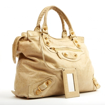 Pre-owned Balenciaga Weekender Beige Leather Handbag