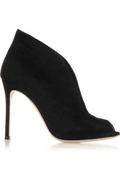 Shop Gianvito Rossi Vamp 105 Suede Ankle Boots In Black