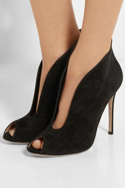 Shop Gianvito Rossi Vamp 105 Suede Ankle Boots In Black