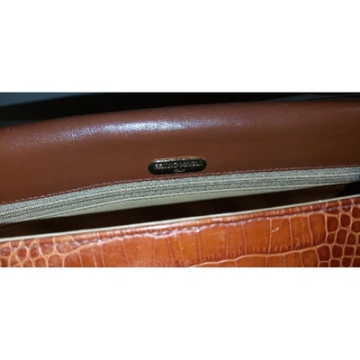 Pre-owned Bruno Magli Leather Satchel In Khaki