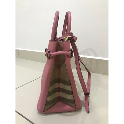 Pre-owned Burberry The Banner  Leather Tote In Pink