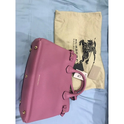 Pre-owned Burberry The Banner  Leather Tote In Pink