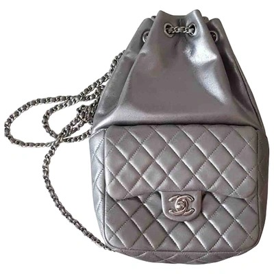 Timeless/classique chain leather backpack Chanel Grey in Leather