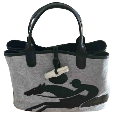 Pre-owned Longchamp Roseau Grey Cotton Handbag