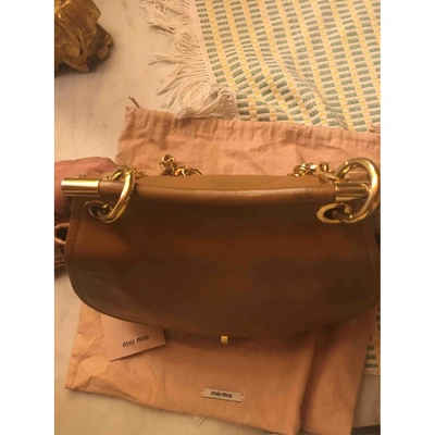 Pre-owned Miu Miu Vitello Beige Leather Handbag