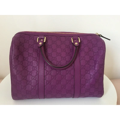 Pre-owned Gucci Boston Purple Leather Handbag