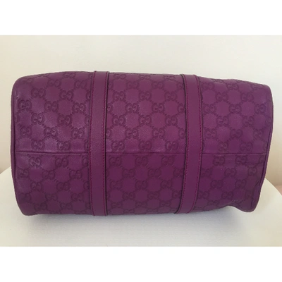 Pre-owned Gucci Boston Purple Leather Handbag
