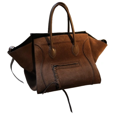Pre-owned Celine Luggage Phantom Brown Suede Handbag