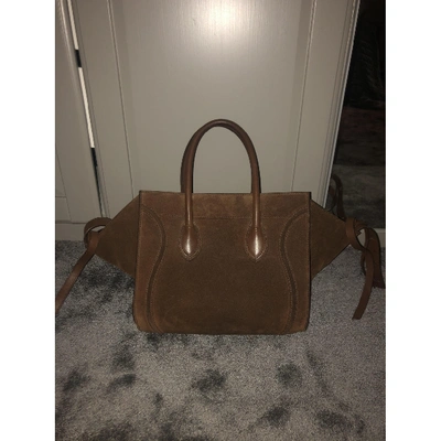 Pre-owned Celine Luggage Phantom Brown Suede Handbag