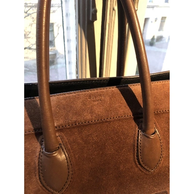 Pre-owned Celine Luggage Phantom Brown Suede Handbag
