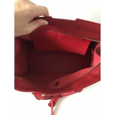 Pre-owned Saint Laurent Cabas Rive Gauche Leather Handbag In Red