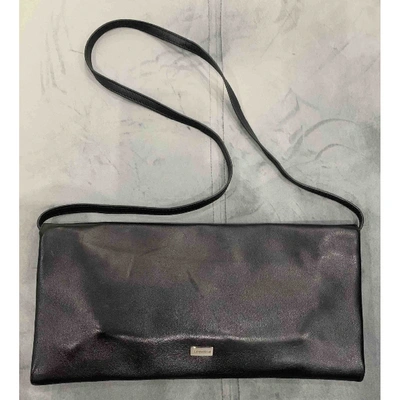 Pre-owned Sergio Rossi Leather Clutch Bag In Black