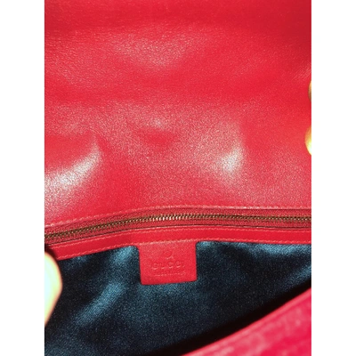 Pre-owned Gucci Marmont Red Suede Handbag
