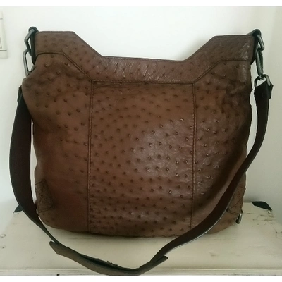 Pre-owned Versace Brown Ostrich Handbag