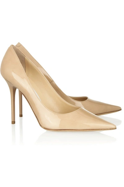 Shop Jimmy Choo Abel Patent-leather Pumps In Neutrals