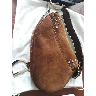 Pre-owned Dior Saddle Brown Suede Clutch Bag