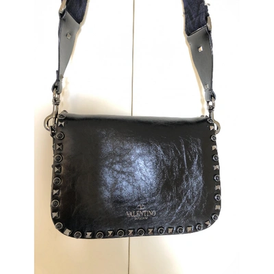 Pre-owned Valentino Garavani Guitar Rockstud Black Leather Handbag