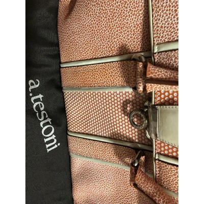 Pre-owned A. Testoni' Leather Handbag In Orange
