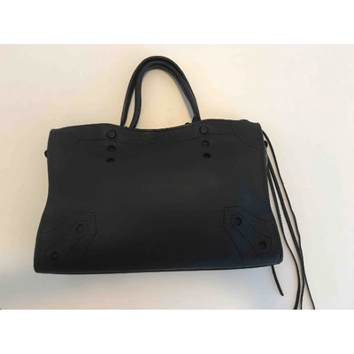 Pre-owned Balenciaga Blackout Black Leather Handbag