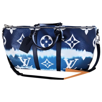 Keepall cloth travel bag Louis Vuitton Blue in Cloth - 28715624