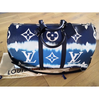 Keepall fabric travel bag Louis Vuitton Blue in Fabric - 35276158