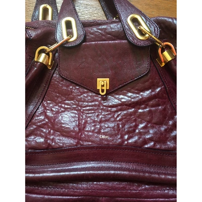 Pre-owned Chloé Paraty Leather Handbag In Burgundy