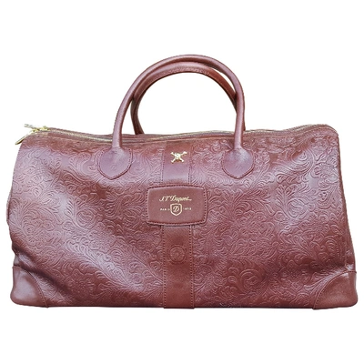 Pre-owned St Dupont Leather 48h Bag In Burgundy