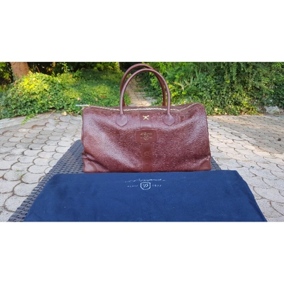 Pre-owned St Dupont Leather 48h Bag In Burgundy