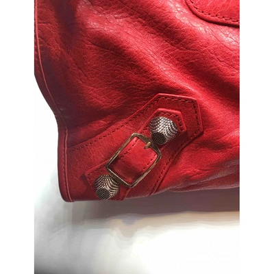 Pre-owned Balenciaga Weekender Leather Handbag In Red