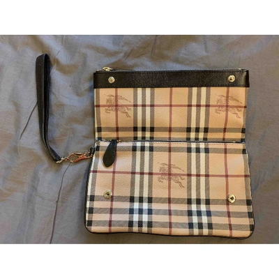 Pre-owned Burberry Cloth Clutch Bag In Beige