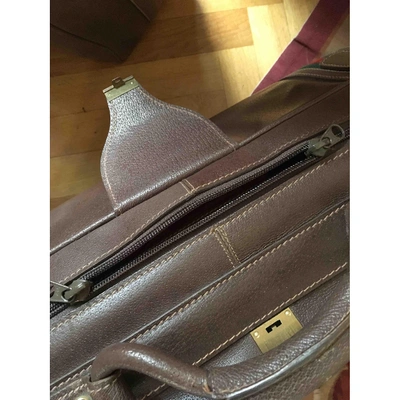 Pre-owned Gucci Leather Travel Bag In Brown