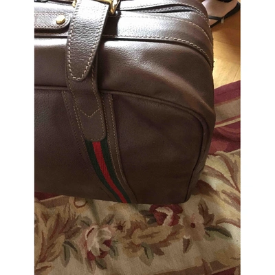 Pre-owned Gucci Leather Travel Bag In Brown