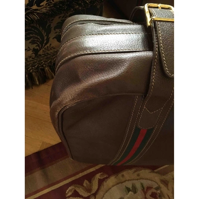 Pre-owned Gucci Leather Travel Bag In Brown
