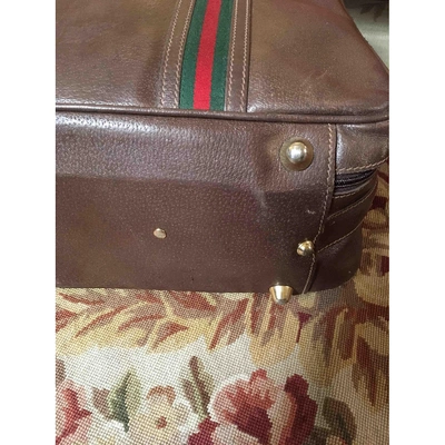 Pre-owned Gucci Leather Travel Bag In Brown