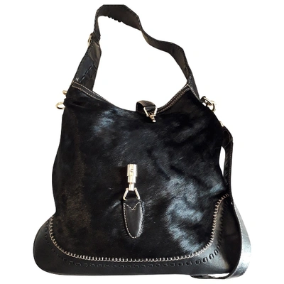 Pre-owned Gucci Hobo Pony-style Calfskin Handbag In Black