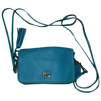 Pre-owned Coach Leather Crossbody Bag In Turquoise