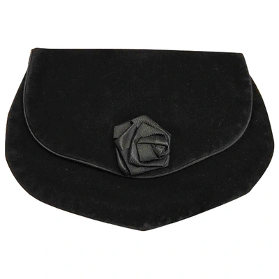 Pre-owned Carven Velvet Clutch Bag In Black