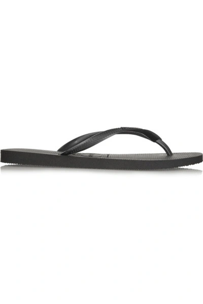 Shop Havaianas Slim Rubber Flip Flops In Black