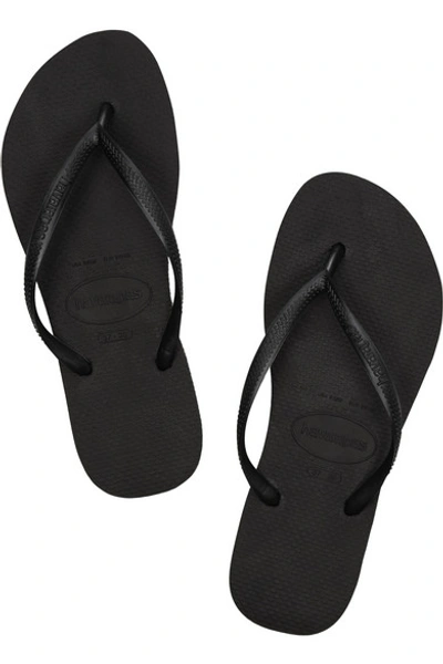 Shop Havaianas Slim Rubber Flip Flops In Black